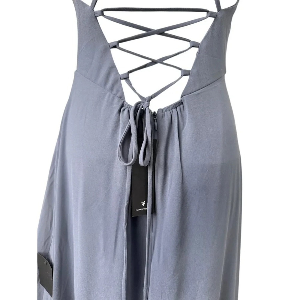 Lulus In Love Forever Granite Blue Maxi Dress M NWT Bridesmaid Formal Homecoming - Picture 6 of 10